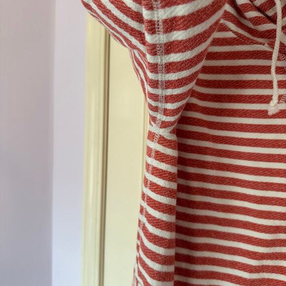 J. Crew Flip-Striped Sweatshirt Size L Red White Cotton Preppy Beach Coastal - Picture 7 of 10